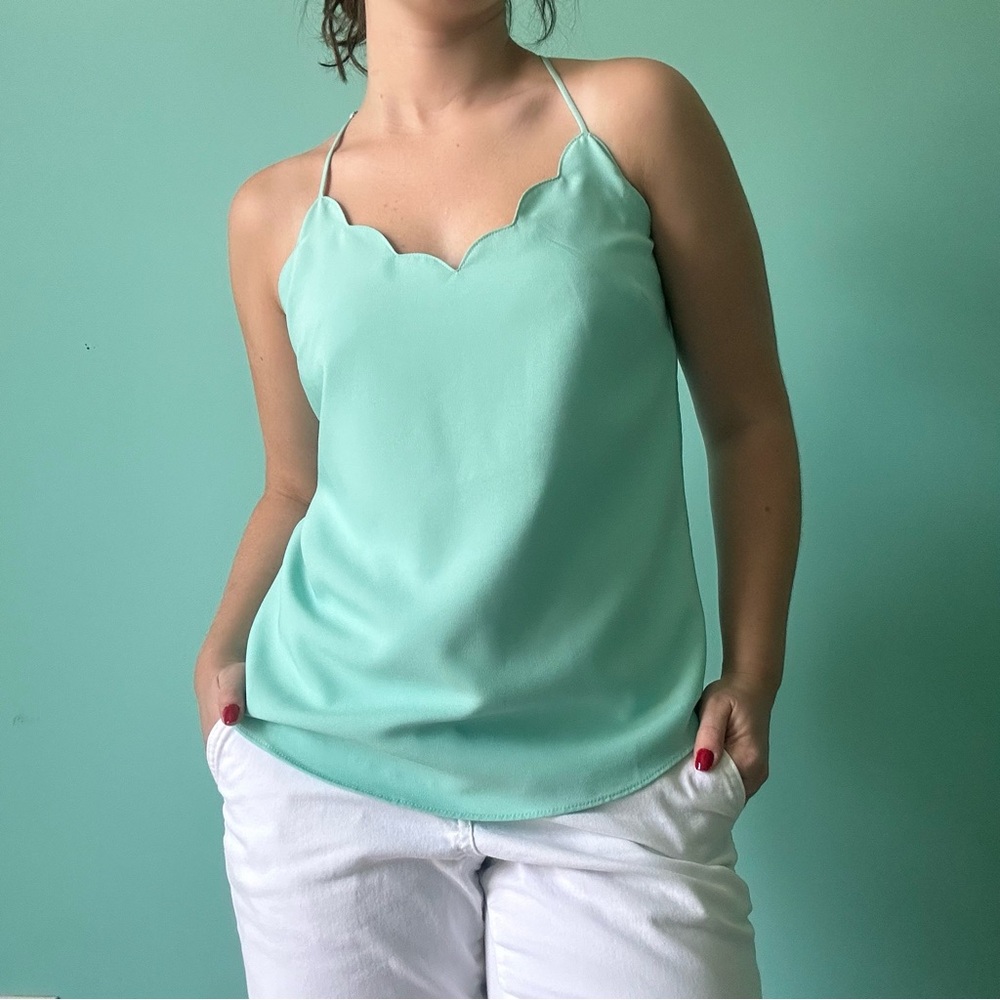 Aqua Scallop Edge Women's Top